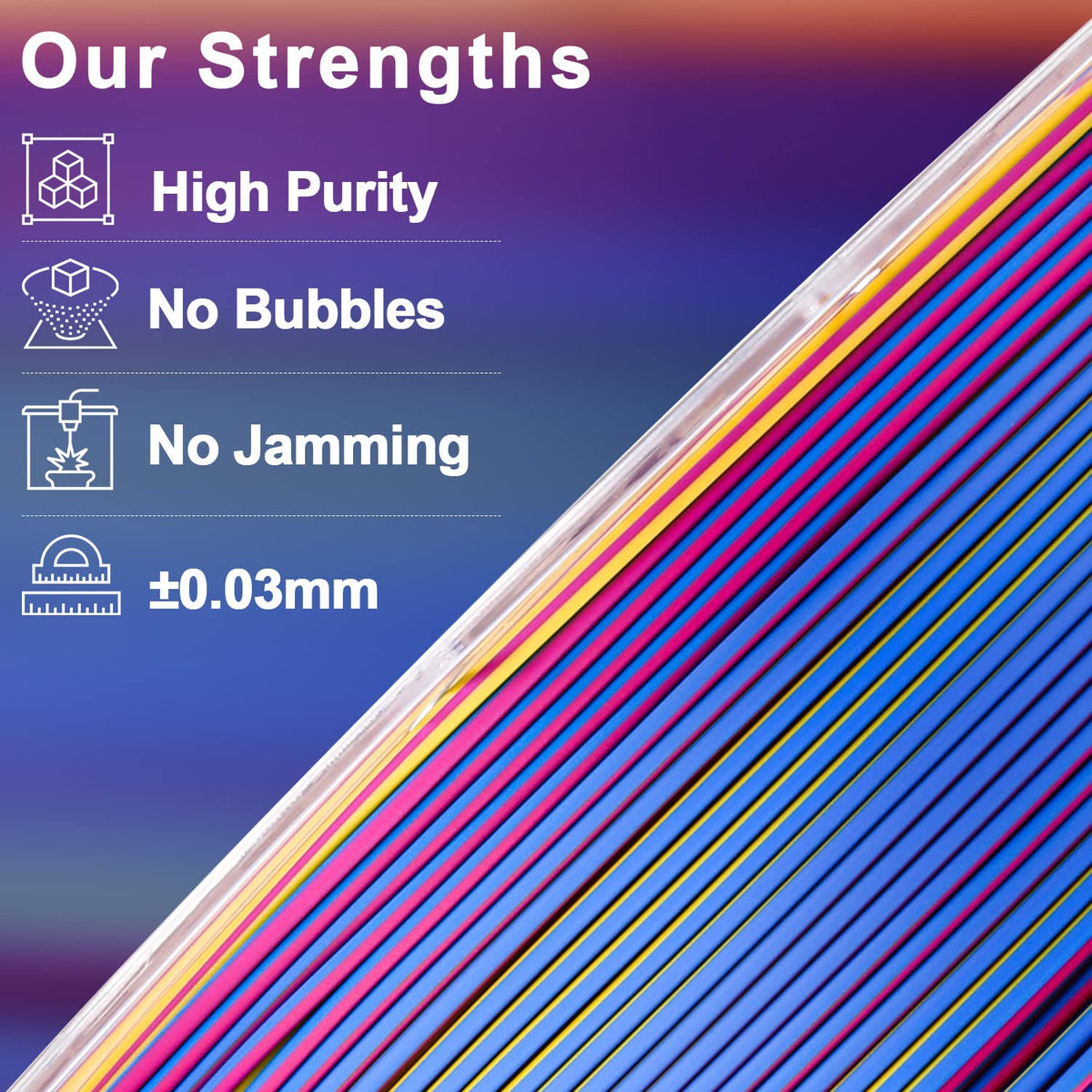 PLA Silk Triple Color 1.75mm, 1KG/2.2LB