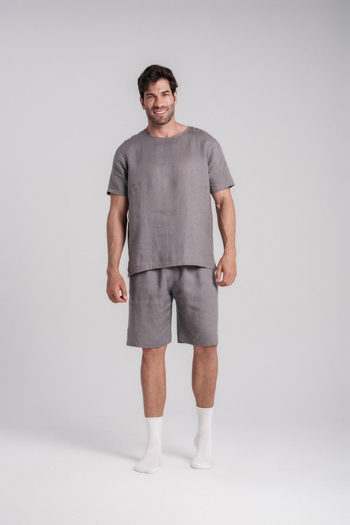 Men's Short-Sleeve Linen Sleepwear