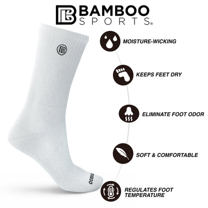 Premium Bamboo Rayon Crew Socks - 1, 3 &  6 Pair Packs Available