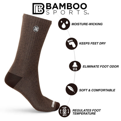 Premium Bamboo Rayon Crew Socks - 1, 3 &  6 Pair Packs Available