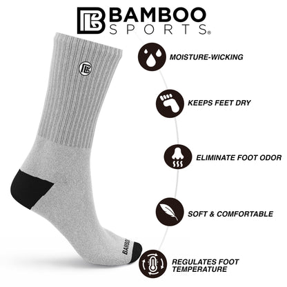 Premium Bamboo Rayon Crew Socks - 1, 3 &  6 Pair Packs Available