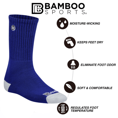 Premium Bamboo Rayon Crew Socks - 1, 3 &  6 Pair Packs Available