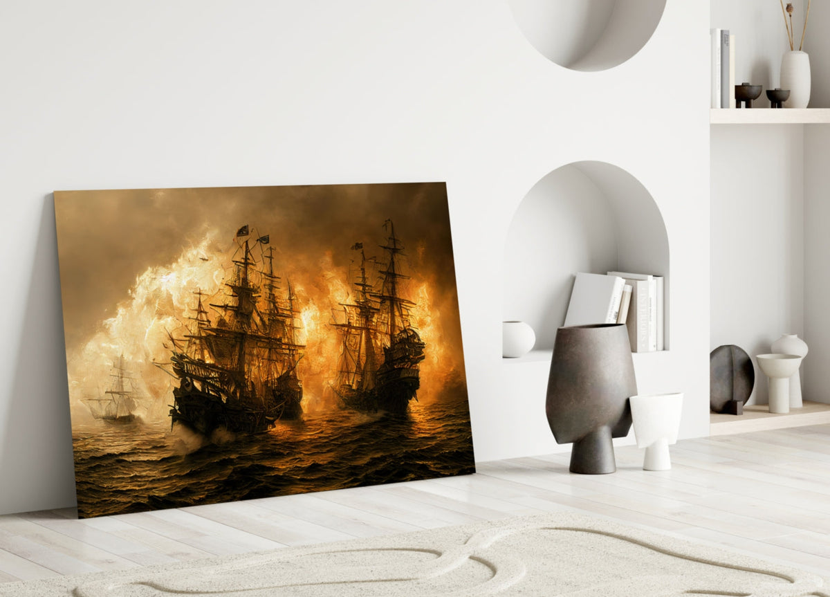 Red Storm Glass Wall Art  || Designer Collection