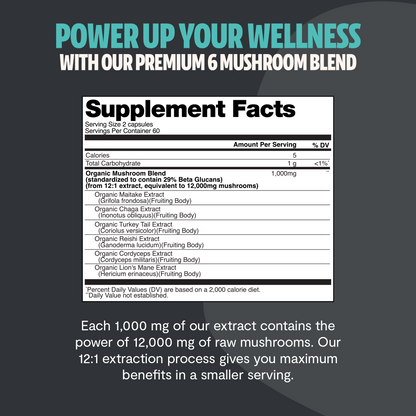 Organic Mushroom Complex Supplement Capsules